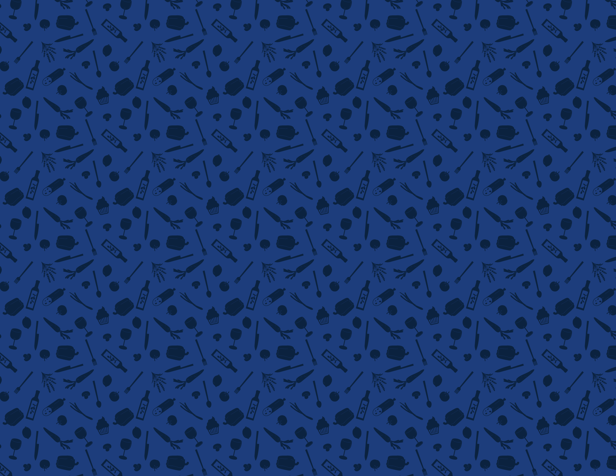 A collection of food and event imagery in the color navy blue